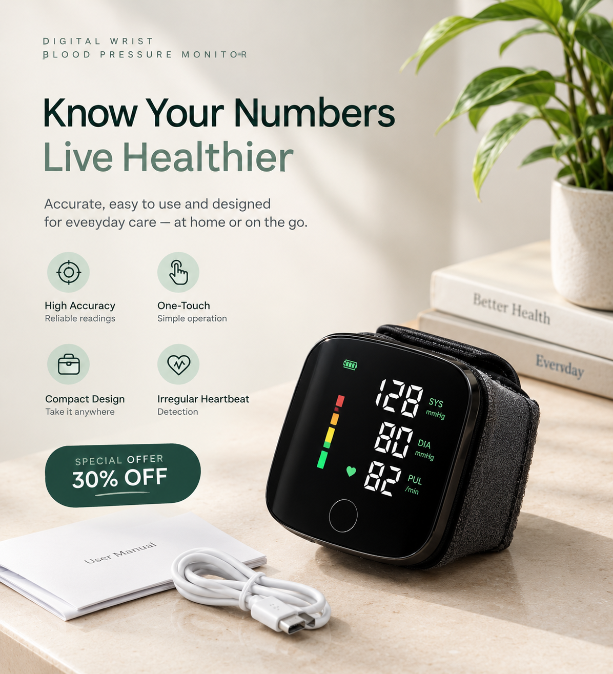 Smart Digital Wrist Blood Pressure Monitor