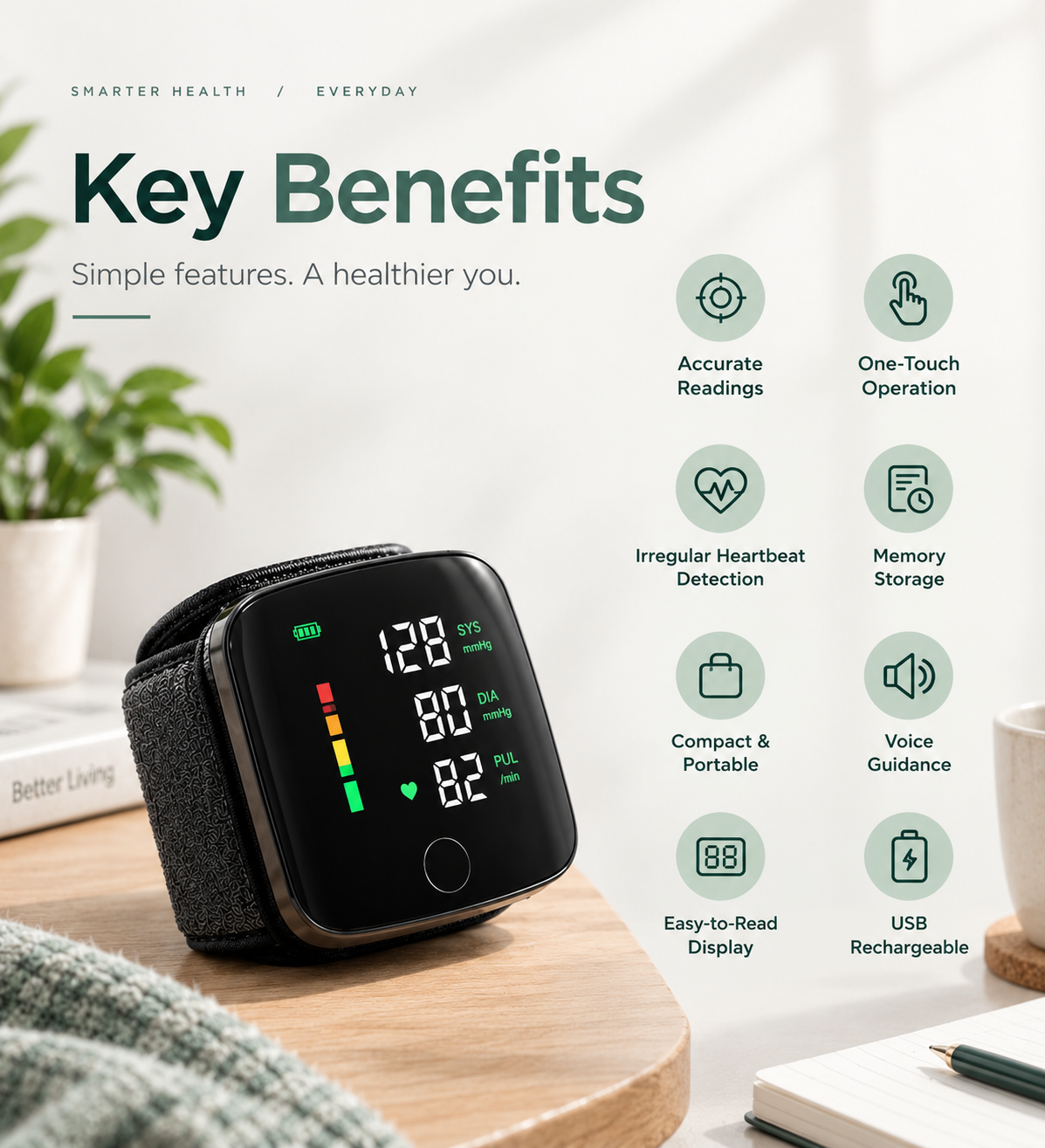 Smart Digital Wrist Blood Pressure Monitor