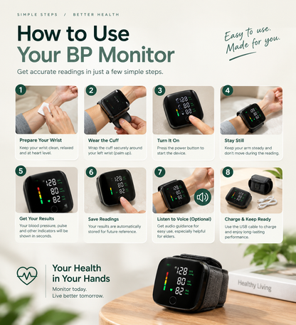 Smart Digital Wrist Blood Pressure Monitor